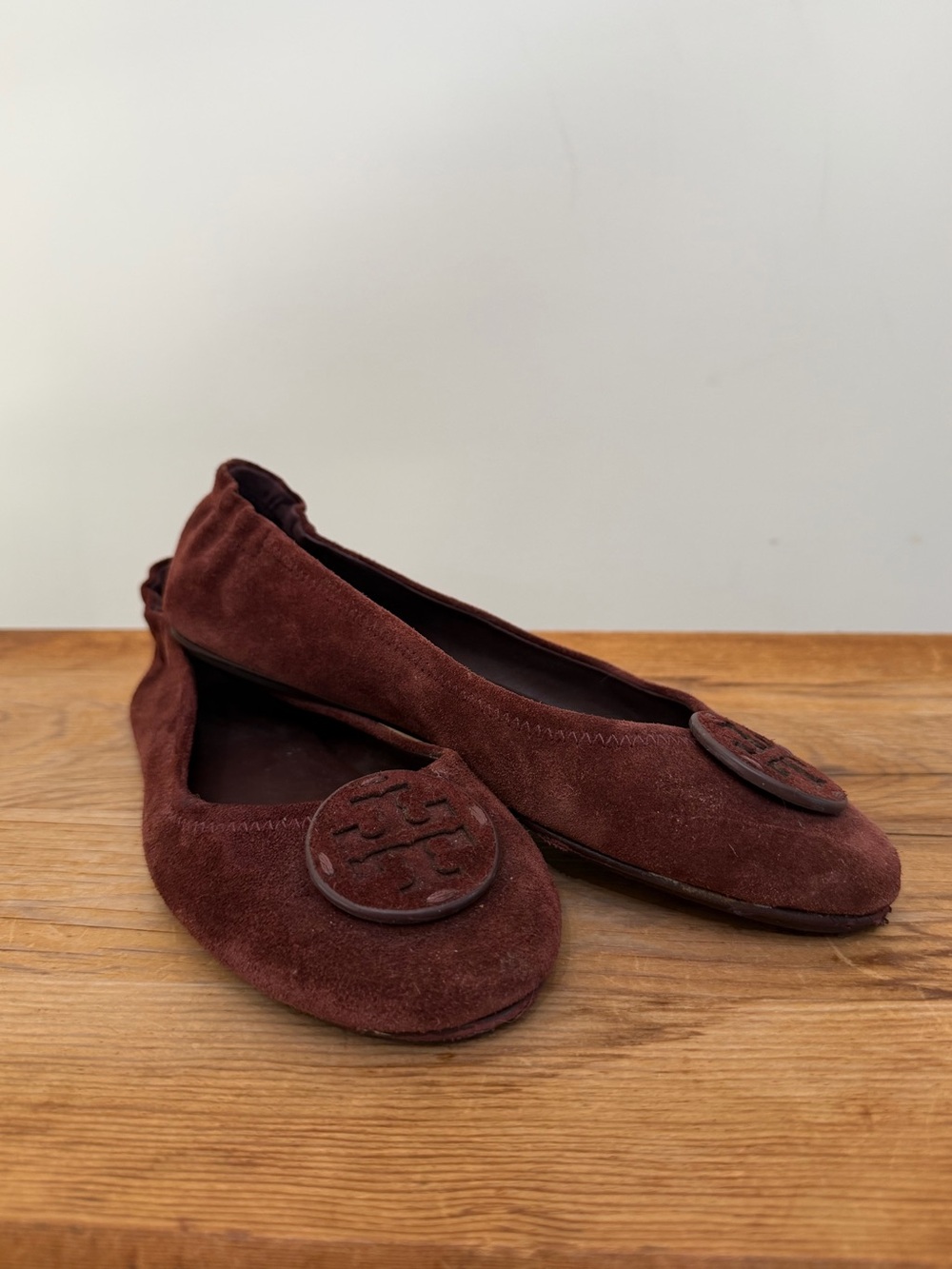 Tory Burch Reva Ballet Flats Rust Brown All Suede Leather Shoes Women’s 8.5